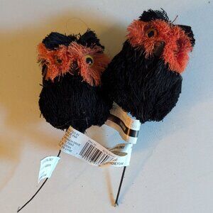 NWT 2 Spooky Black Orange Owls Halloween Decoration Floral Picks Ashland Decor